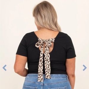 Chic Soul Undeniable Feelings Black and Cheetah Tied Bodysuit